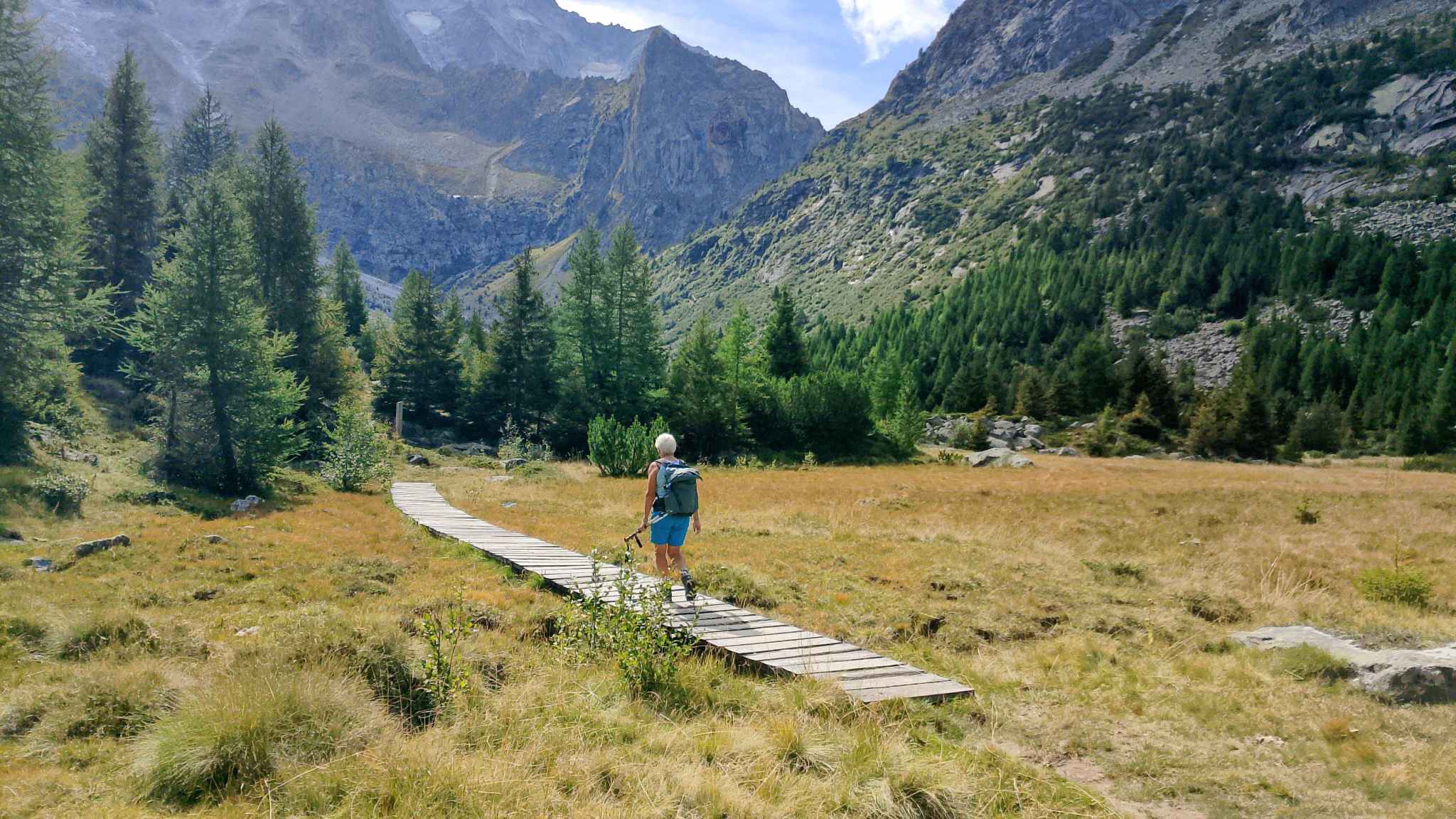 Attraversamento su passerelle lungo la zona paludosa