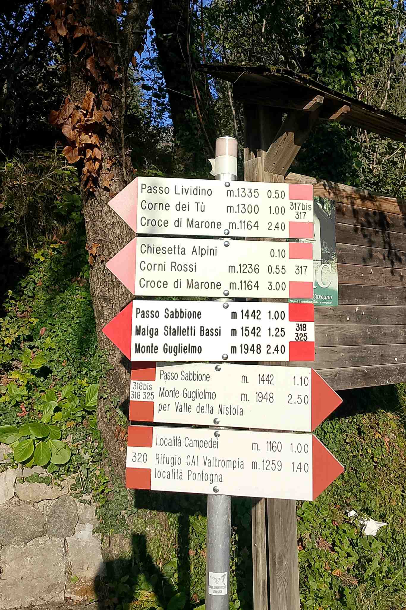 segnaletica per il Mt. Guglielmo